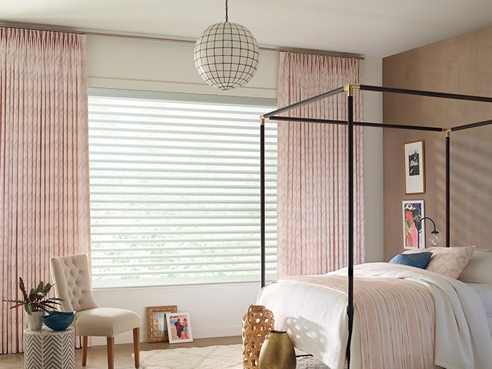 Design Studio™ Drapery; Fabric: Ornament and Pirouette® Window Shadings